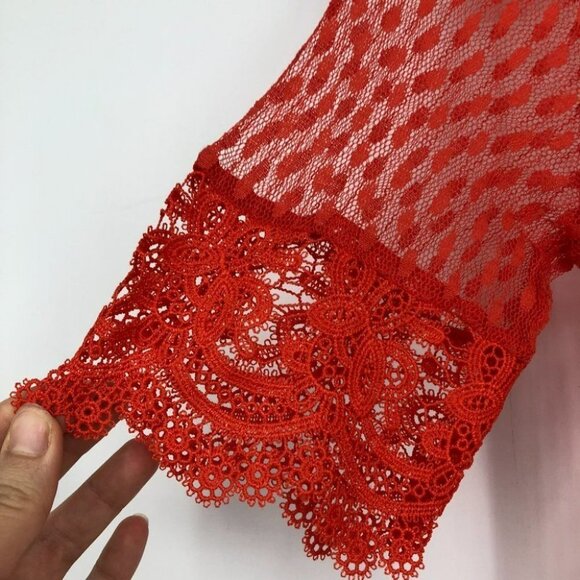 Maje Paris Revanti Red Lace v-neck short sleeve  maxi dress size 1 (small) - Picture 9 of 16